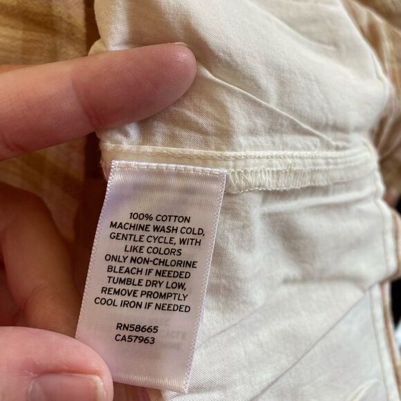 NWT BP beige and pink plaid short sleeve top Size S 100% cotton - Picture 6 of 7